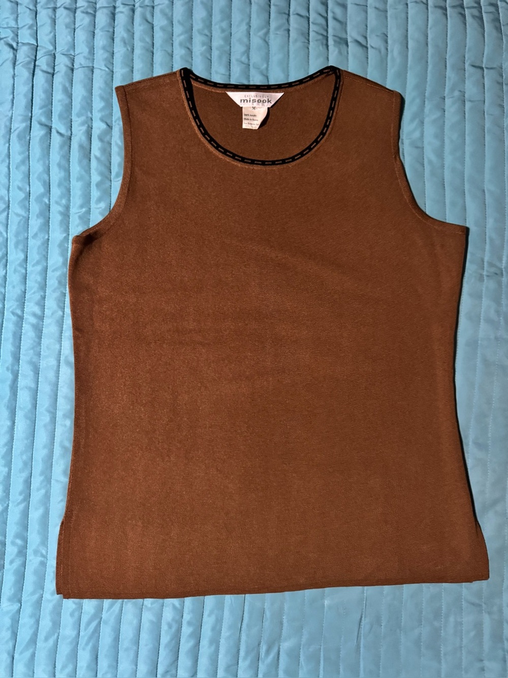 Misook Brown Sleeveless Crewneck Knit Tank